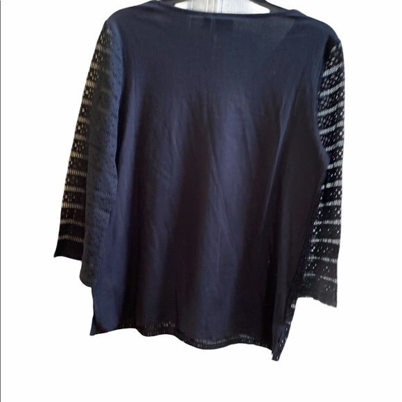 NWT rafaella crochet blouse black v-neck size M - Picture 6 of 6